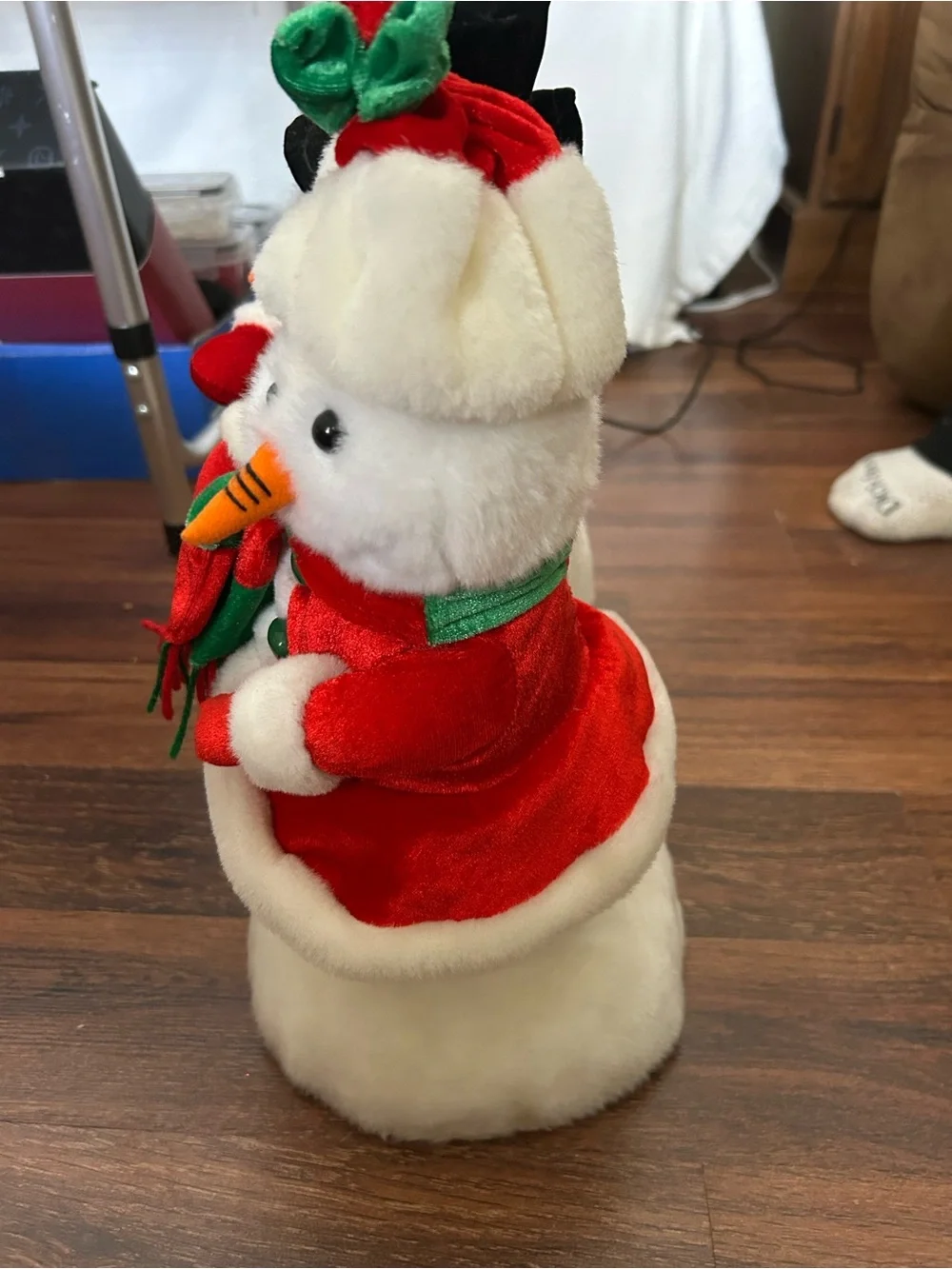 Holiday Plush Animated and Singing Snowman Duo - Red & Green Winter Decor by